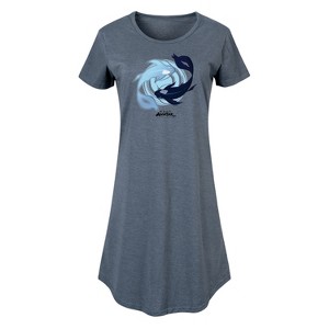 Women's Avatar: The Last Airbender Moon and Ocean Spirit Koi Graphic T-shirt Dress - Heather Blue - 3X - 1 of 4