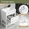 ALEXOUN 24" Modern Freestanding Single Bathroom Sink Cabinet ,Drawers and Open Shelf,Solid Wood Frame for Bathroom Small Space,White - 4 of 4