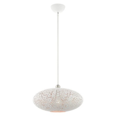 Charlton Mini Globe Pendant in White and Gold with Brushed Nickel Accents