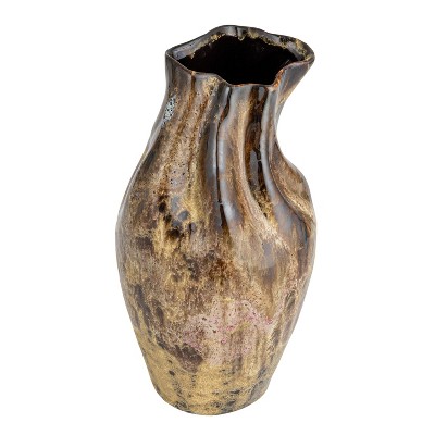 Storied Home Hand-Painted Stoneware Organic Vase with Reactive Glaze, Multicolor