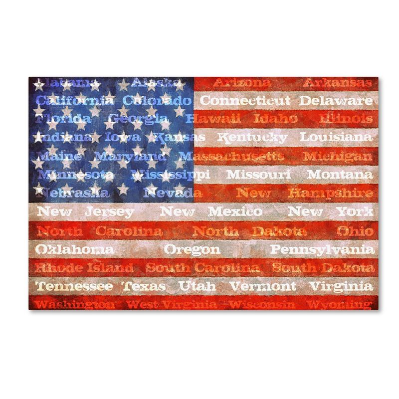 Trademark Fine Art -Michelle Calkins 'American Flag with States' Canvas Art, 2 of 4