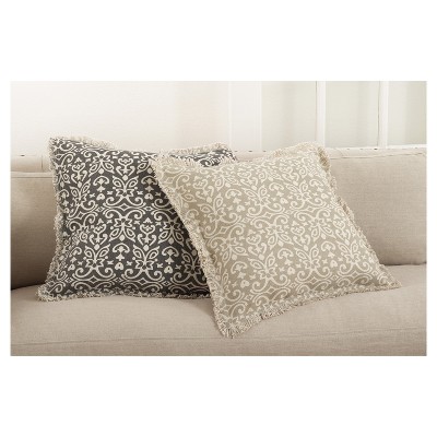 Natural Cotton Embroidered Square Throw Pillow Set
