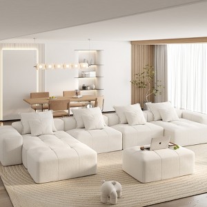Whisen Modern Oversized Modular Sectional Sofa with 2 Ottoman, 2 Seat Sparkling Chenille Fabric and 4 Pillows, 4-Piece DIY Combination - 1 of 4