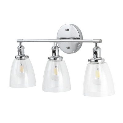 Dewdrop Modern Vanity Light 3-Light Wall Sconce Chrome Finish with Clear Glass for Bathroom Mirror Lighting