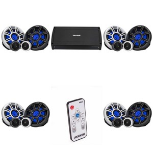 Kicker Premium Marine (4 Pair ) 6.5" Component Speaker and Amplifier bundle Includes LED Remote ( 51MSS654 & 48KXMA8008 ) - 1 of 4