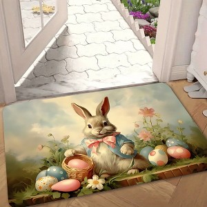Lomsoe 1pc Easter Rabbit & Egg Doormat - Cute Bow Tie Rabbit, Spring ...