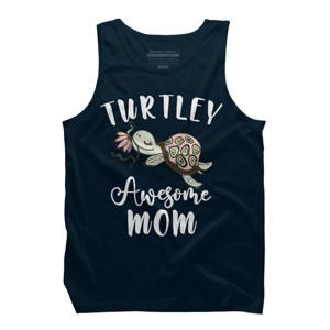 Men's Design By Humans Turtley Awesome Mom Turtle with Flower By animalshop Tank Top - 1 of 2