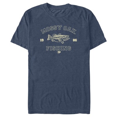 Men's Mossy Oak Blue Fishing Logo Graphic Tee Navy Blue Heather 2X Large 