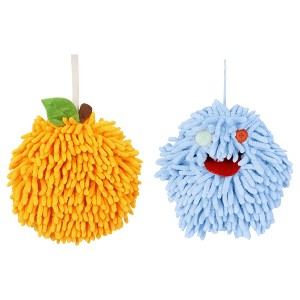 REGALWOVEN 2 Pcs Cute Comfortable Soft Absorbent Chenille Fuzzy Hand Towel - 1 of 4