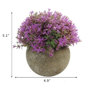 K-Cliffs Artificial Topiary Mini Faux Purple Bush Fake Small Pink Decorative Plants Realistic Shrub Ball Tree Decor with Pot - 1 of 4