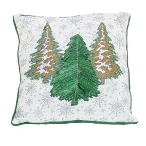 18"x18" Embroidered Forest Throw Pillow - National Tree Company - 1 of 4