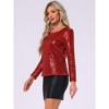 Allegra K Women's Sequin Glitter Round Neck Long Sleeve Evening Party Sparkly Blouse - 4 of 4