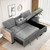 KTMBDW L-Shaped Pull Out Sleep Sofabed Modern Reversible Sleeper Sectional Sofa with Storage Chaise Drop-Down Table and Charging Ports USB & Type-C - 3 of 4