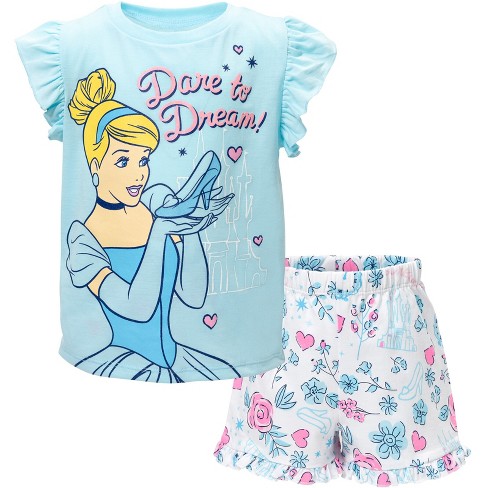 Disney Princess Cinderella Big Girls Graphic T-shirt French Terry Shorts Outfit  Set 10-12 : Target