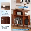 Record Player Stand with Storage and Charging Station, Round Vinyl Record Cabinet, Mid-Century Modern Turntable Table for Living Room, Bedroom - 4 of 4