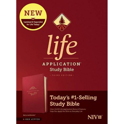 NIV Life Application Study Bible, Third Edition (Red Letter, Leatherlike, Berry) - (Leather Bound)