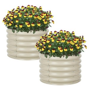 Aoodor 16.7'' Tall Aluzinc Metal Raised Garden Bed 24'' Round - Outdoor Garden Planter Box - 1 of 4