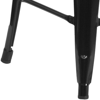 24" Black Metal and Wood Backless Counter Stool
