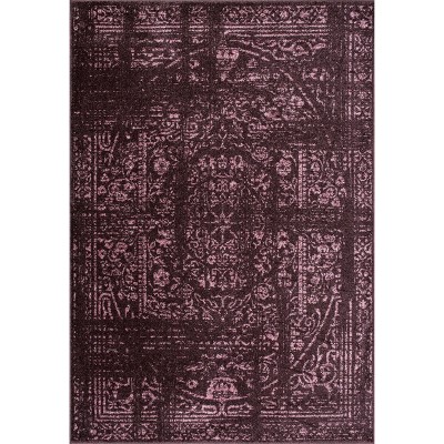 Elegant Vintage Burgundy Synthetic 7'6" x 9'6" Area Rug