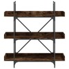 vidaXL 3-Tier Bookshelf in Smoked Oak, Engineered Wood and Metal, Adjustable Feet, Ideal for Office or Living Room - 4 of 4