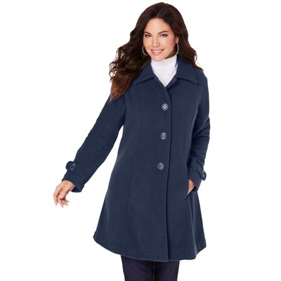 Roaman's Women's Plus Size Plush Fleece Jacket - 3x, Blue : Target