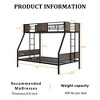 Lycvki Twin Over Full Metal Frame Bunk Beds with Safety Guardrail and 2 Ladder, No Box Spring Needed - 4 of 4