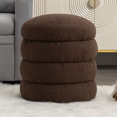 CENGHU Soft Velvet Round Ottoman, Bedroom End Bench, Velvet Ottoman Entryway Footstool, End Bench, Ottoman Bench for Living Room & Bedroom