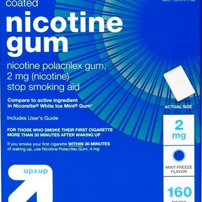 Coated Nicotine 2mg Gum Stop Smoking Aid - Mint - 100ct - up &#38; up&#8482;