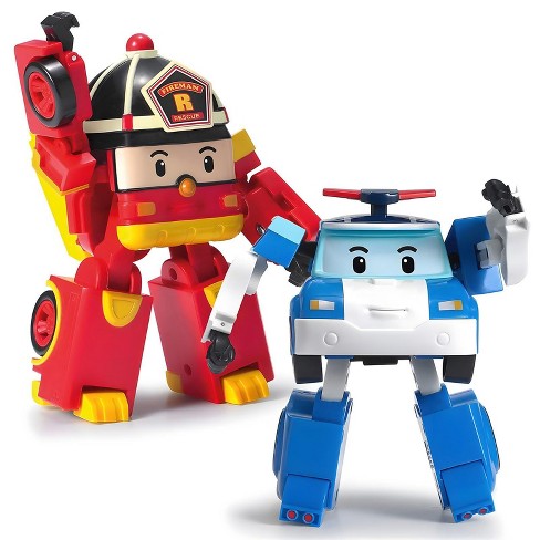 Miebely Transforming Robot Rescue Bots 4 Robocar Poli Action Toy Figure Vehicles Kid 2 in 1 Emergency Vehicle Playset Birthday Gift Red Blue Target