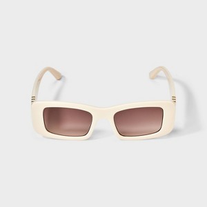 Women's Rectangle with Metal Temples Sunglasses - A New Day™ Ivory - 1 of 2