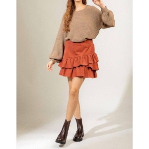 Women's Corduroy Ruffle Skirt - VERY J - 1 of 2