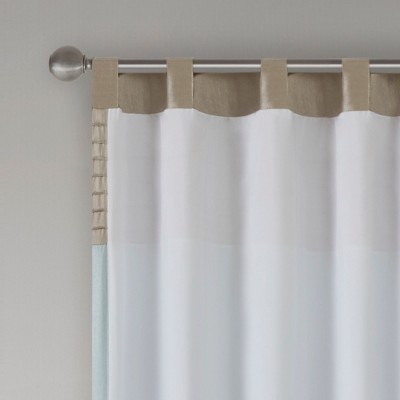 Blue Faux Silk Pintuck Light-Filtering Curtain Panel