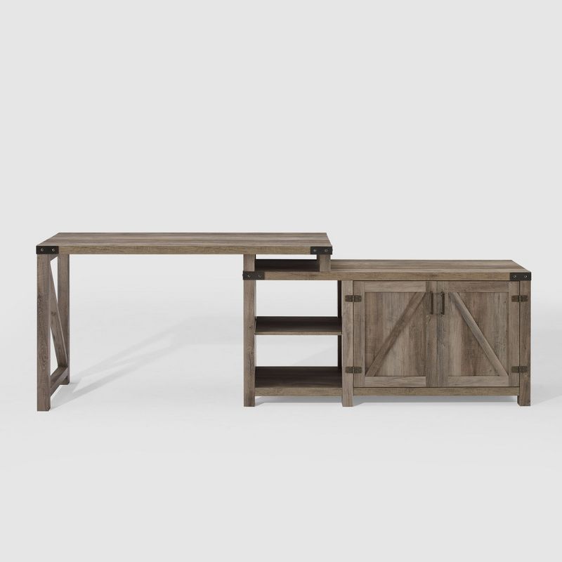 Farmhouse Rustic L Shaped Desk with Storage - Saracina Home, 5 of 19
