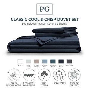 Classic Cool & Crisp 100% Cotton Percale Duvet Cover Set - 1 of 4