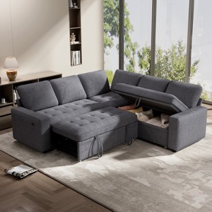 Vipbear 5 Seat Modular Sectional Sofa with USB Ports/Adjustable Backrest/Storage Seats, Tool-Free Assembly - 1 of 4