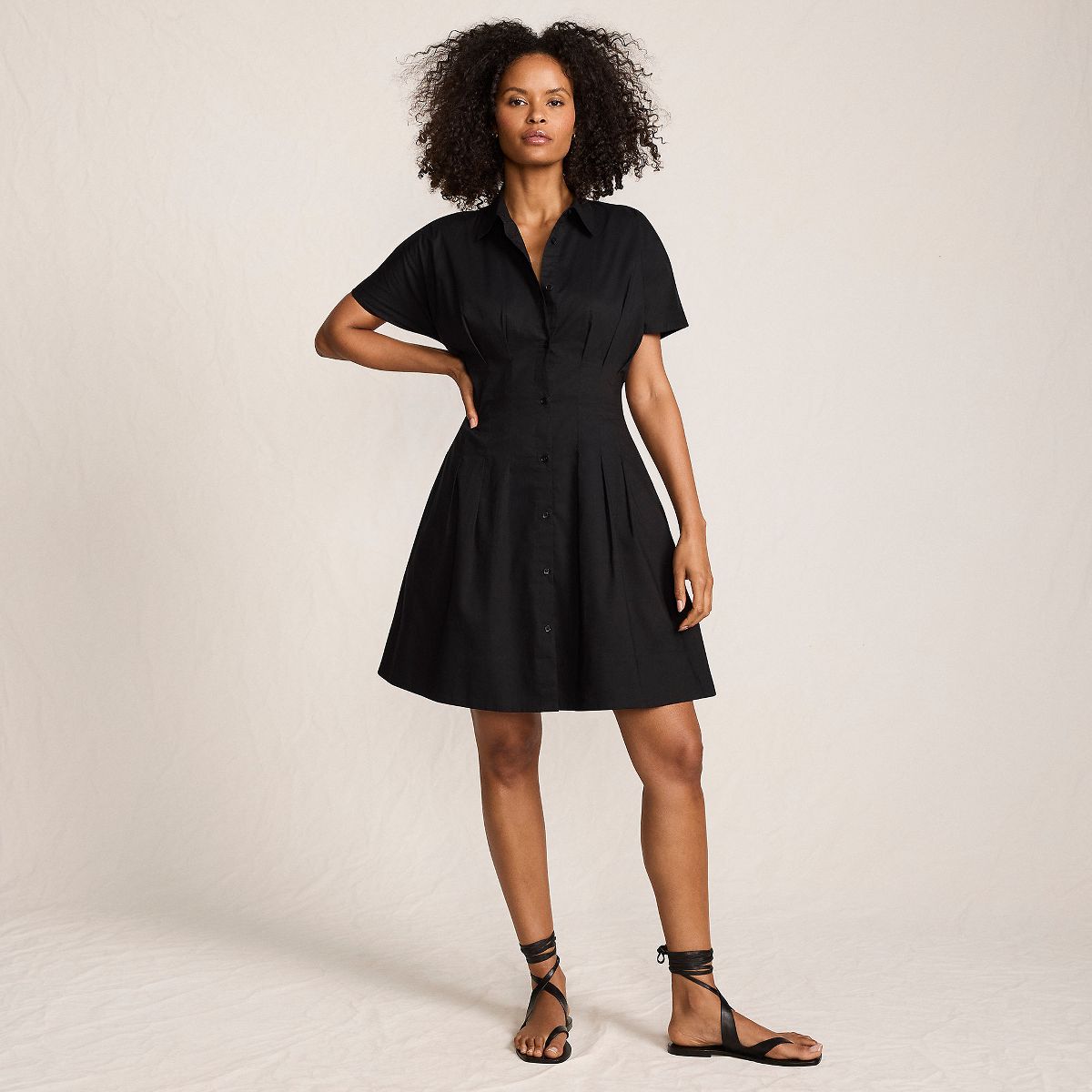 Lands' End Women's Cambric Above the Knee Shirt Dress