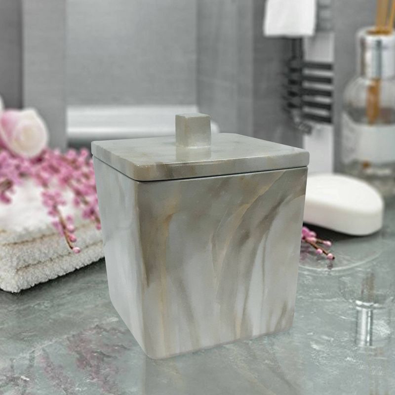Stone Hedge Resin Decorative Bathroom Vanity Countertop Storage Organizer Canister Jar - Nu Steel, 3 of 7