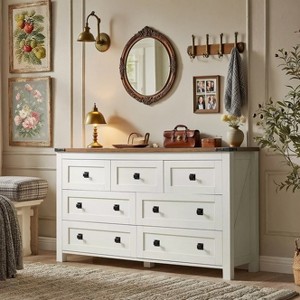 Dresser for Bedroom, Farmhouse Wood Rustic Wide Chest of Drawers, Storage Dressers Organizer for Bedroom, Living Room, Hallway - 1 of 4
