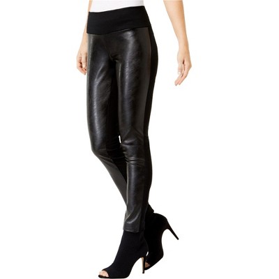 I.N.C International Concepts Womens Faux Leather Casual Leggings, Black, 6 Short