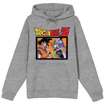 Dragon Ball Z Group Art Long Sleeve Gray Heather Adult Hooded Sweatshirt