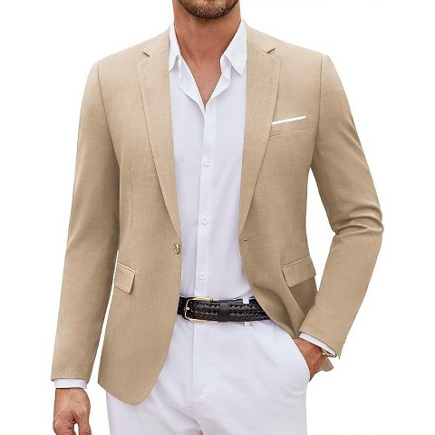 COOFANDY Mens Casual Blazer Suit Jackets One Button Sport Coats Lightweight Business Sports Jackets Khaki M