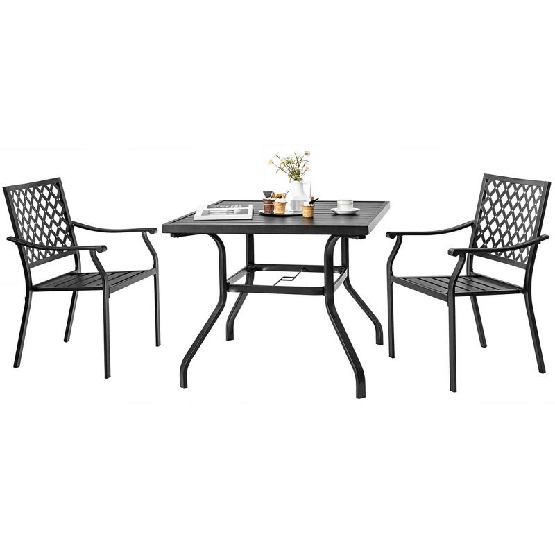 Tangkula Square Patio Dining Table Metal 4-Person Outdoor Table w/ Umbrella Hole, 2 of 6