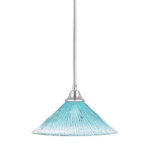 Toltec Lighting Any 1 - Light Pendant in  Chrome with 16" Teal Crystal Shade - 1 of 1