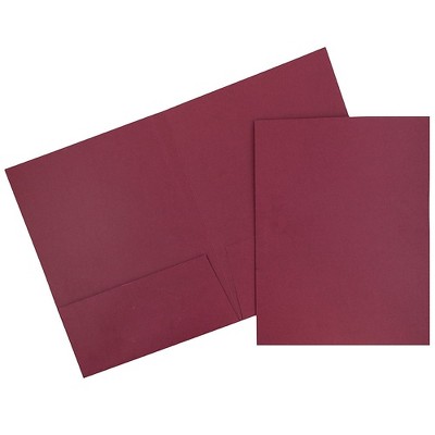 JAM Paper Two-Pocket Textured Linen Business Folders Burgundy 35113D