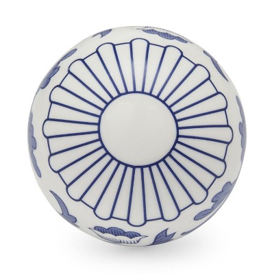 Blue and White Porcelain Floral Christmas Bauble Ornament