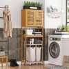 Over Toilet Storage Cabinet Tall Bathroom Cabinet Organizer with Cupboard and Adjustable Shelves Freestanding - 4 of 4