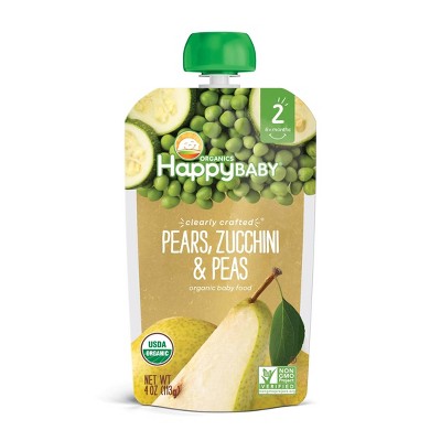 HappyBaby Clearly Crafted Pears Zucchini & Peas Baby Food - 4oz