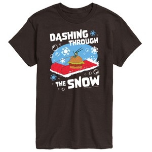 Men's - SpongeBob SquarePants - Dashing Through The Snow Plankton Christmas Short Sleeve Graphic T-Shirt - 1 of 4