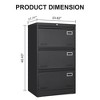 INFURNIC Decorative Storage Cabinet 3 Drawer Metal File Cabinet with Lock for Office Storage, Black, 43"*28"*6" - 4 of 4