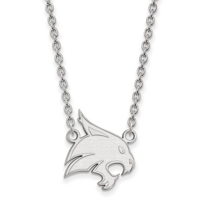 Black Bow Jewelry 10k White Gold Texas State Bobcats NCAA Necklace 18 Inch